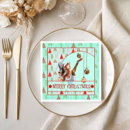 Padel Cocktail Serviette – Padel Retro Weihnachten