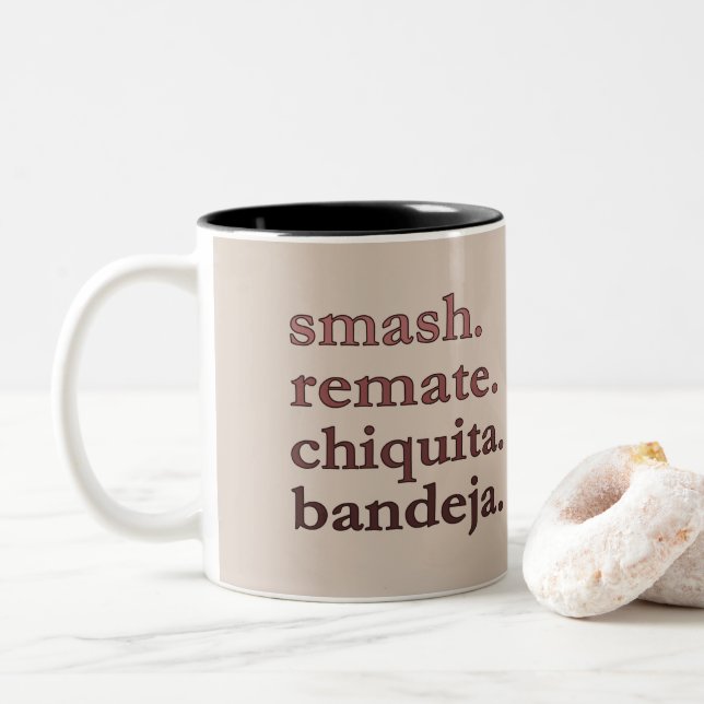 Padel Coffee Mug-Personalize Word Vibes Taupe Zweifarbige Tasse (Mit Donut)