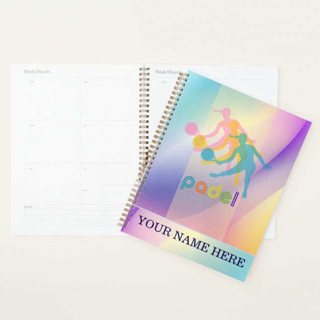 Padel Day Planner – Vibrant Hues for Her (Devant avec enveloppe)