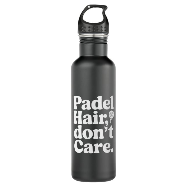 Padel Hair Don't Care Retro Bubble Typography Edelstahlflasche (Vorderseite)