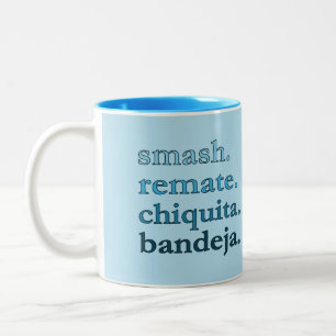 Padel-Kaffeetasse - Persönliche Wort-Vibes Himmelb Zweifarbige Tasse