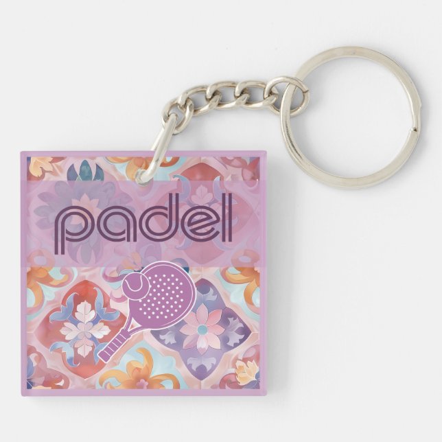 Padel Key Chain – Spanish Tile Vibes in Purple (Dos)