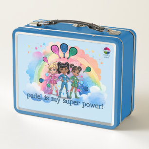 PADEL-LUNCHBOX - PADEL-SUPERHELDEN IN BLAU METALL BROTDOSE