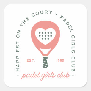 Padel Mädchenclub rosa Ästhetik Quadratischer Aufkleber