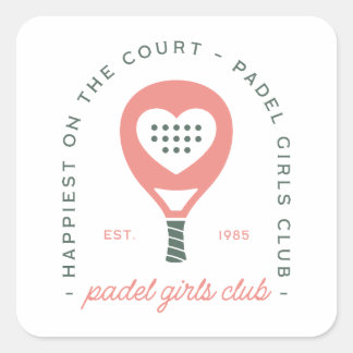 Padel Mädchenclub rosa Ästhetik Quadratischer Aufkleber