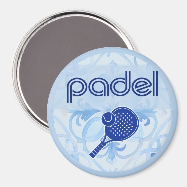 Padel Magnet – Spanish Tile Vibes in Blue (Vorderseite/Rückseite)