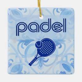 Padel-Ornament – Spanische Fliesen-Vibes in Blau Keramikornament