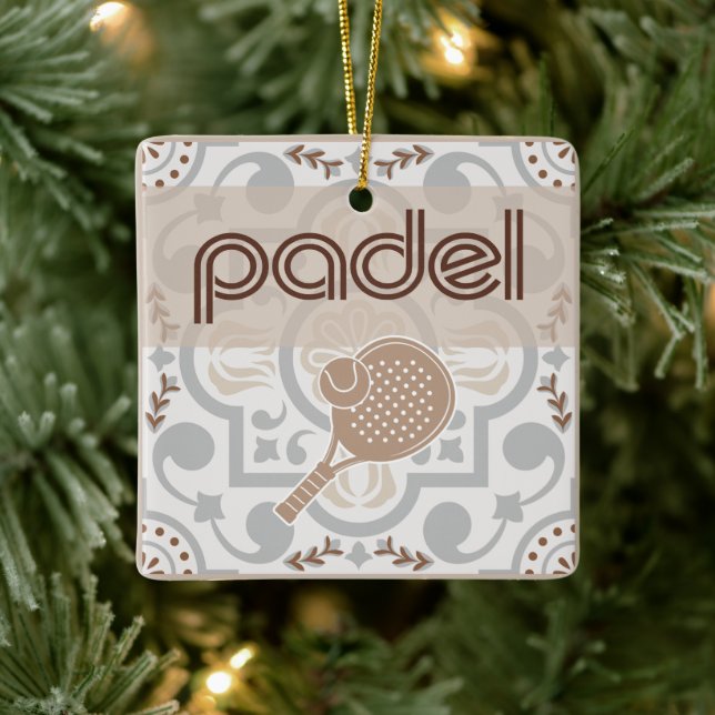 Padel Ornament-Spanish Tile Vibes in Taupe & Brown Keramikornament (Baum)