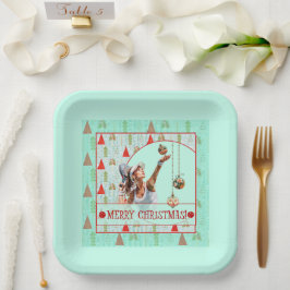 Padel-Papierteller – Padel Retro Weihnachten Pappteller