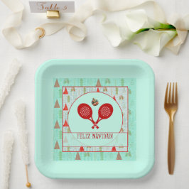Padel-Papierteller – Padel Retro Weihnachten Pappteller