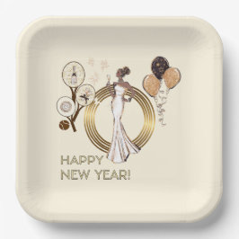 PADEL PLATE: NEW YEAR’S PADEL DIVA – CREAM & GOLD PAPPTELLER