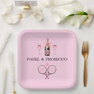 PADEL PLATE: PADEL & PROSECCO CLASSIC PINK/BLACK PAPPTELLER