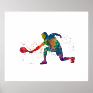 Padel-Player in Aquarellfarbe Poster