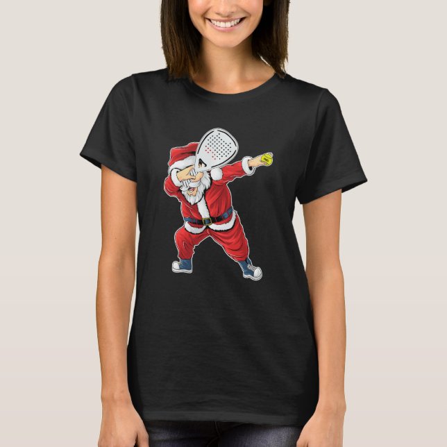 Padel Santa Claus Dabbing Padel Weihnachtskraut T-Shirt (Vorderseite)