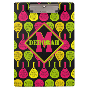 Padel Smash mit Monogramm Klemmbrett