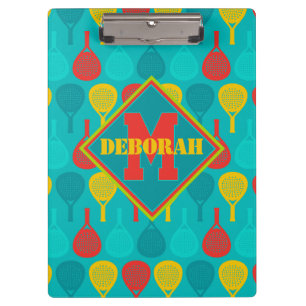 Padel Smash Notes mit Monogramm Klemmbrett