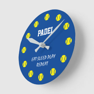 Padel-Sportwanduhr mit gelbem Ballzifferblatt Runde Wanduhr