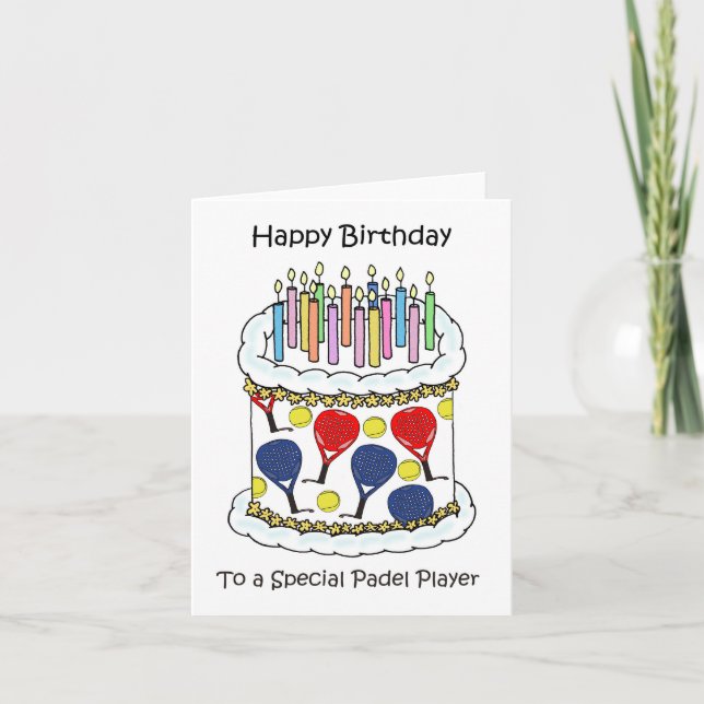Padel Tennis Happy Birthday Karte (Vorderseite)