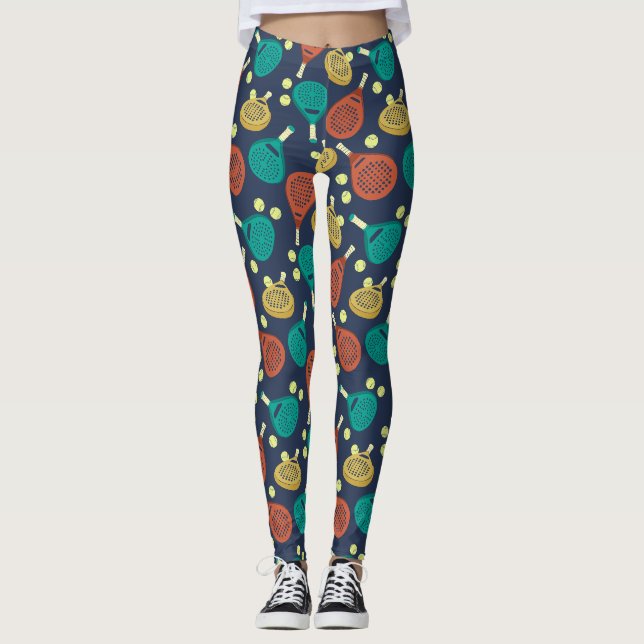 Padel Tennis Rackets und Balls Gemustert Leggings (Vorderseite)