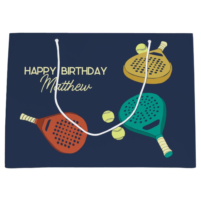 Padel Tennis Rackets und Balls Personalisiert Große Geschenktüte (Vorderseite)