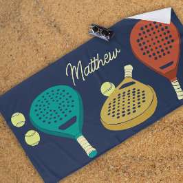 Padel Tennis Rackets und Balls Personalisiert Strandtuch
