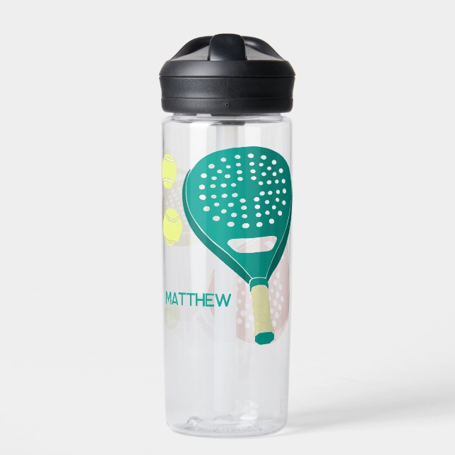 Padel Tennis Rackets und Balls Personalisiert Trinkflasche (Vorderseite)