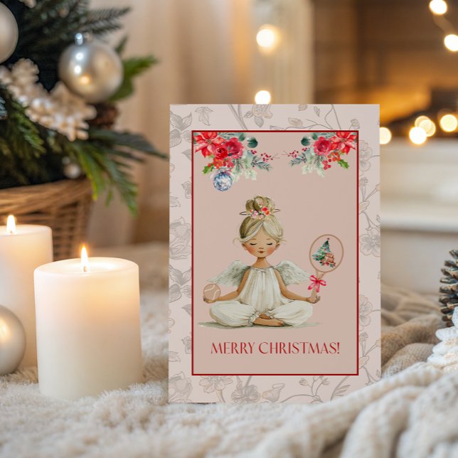 Padel Themed Greeting Card – Christmas Angel Motif Karte (Bright, Unique & Charming Padel-inspired party collections to enhance your Christmas celebrations!)