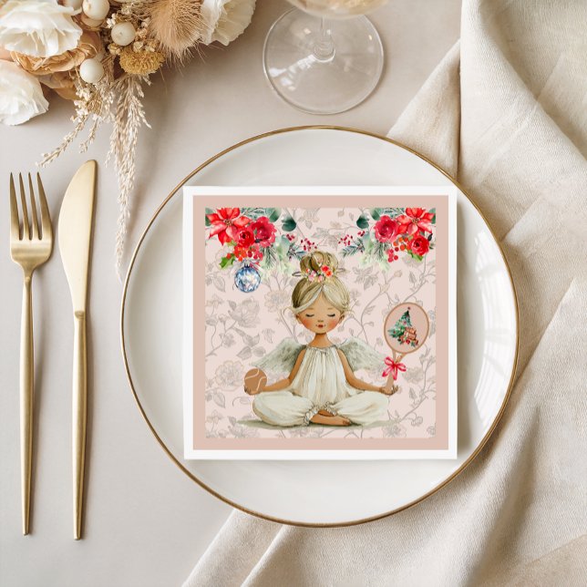 Padel Themed Napkins– Christmas Angel Motif Serviette (Von Creator hochgeladen)