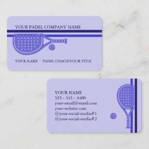Padel Visitenkarte-Sleek Padel Stil–Blauer Flieder Visitenkarte