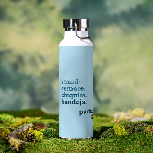 Padel Water Bottle-Personalize Word Vibe Sky Blue Trinkflasche (Außenbereich (gedreht))