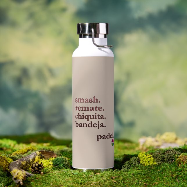 Padel Water Bottle-Personalize Word Vibe Taupe Trinkflasche (Außenbereich (gedreht))