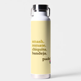 Padel Water Bottle-Personalize Word Vibe Yellow Trinkflasche