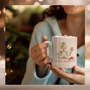 Padel-Weihnachtstasse – Festlicher Padel-Engel in  Zweifarbige Tasse