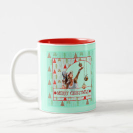 PADEL-WEIHNACHTSTASSE - PADEL RETRO-WEIHNACHTEN ZWEIFARBIGE TASSE