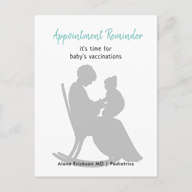 Pädiatrische Ernennung Mutter Rockstuhl Baby Postkarte (Vorderseite)