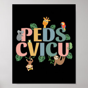Pädiatrische Herzkrankheit Icu Nurse Safari Tiere Poster