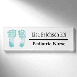 Pädiatrische Krankenschwester-aquamariner Namenschild