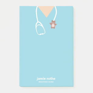 Pädiatrische Krankenschwester Blue Teddy Bear Scru Post-it Klebezettel