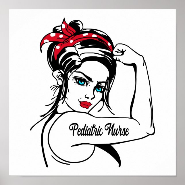 Pädiatrische Krankenschwester Rosie Das Riveter-Bu Poster (Vorne)