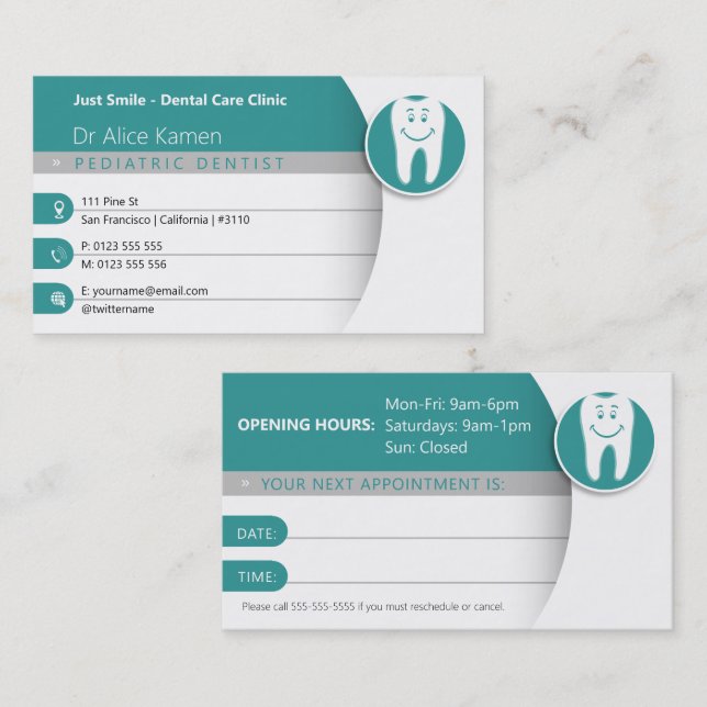 Pädiatrische Zahnärztin | Dental Practice Aqu Visitenkarte (Vorne/Hinten)