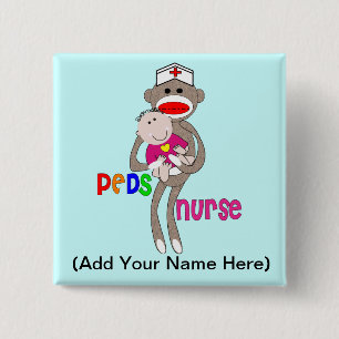 Pädiatrischer Krankenschwester-Socken-Affe-Entwur Button