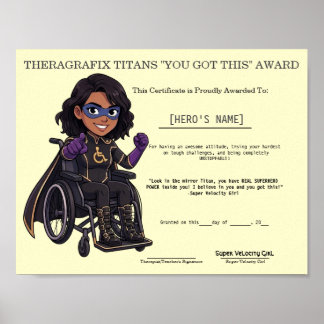 Pädiatrischer Therapie-Superhelden-Motivationsprei Poster