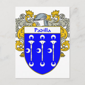 Padilla Coat of Arms/Familienwappen (mantled) Postkarte