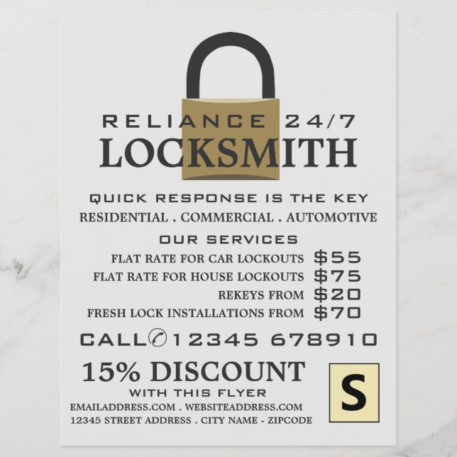 Padlock moderne, serrurier prospectus publicitaire (Devant)