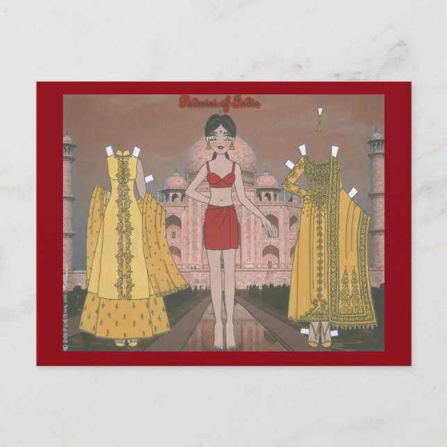 Padmini von India Paper Doll Postcard Postkarte (Vorderseite)