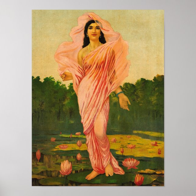 Padmini von Raja Ravi Varma Poster (Vorne)