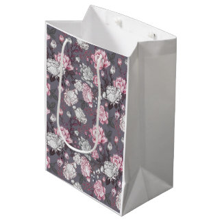 Padrão Floral com Rosas e Peônias Mittlere Geschenktüte