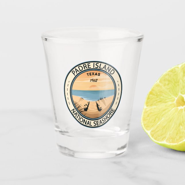 Padre Island National Seashore Texas Abzeichen Schnapsglas (Vorderseite)