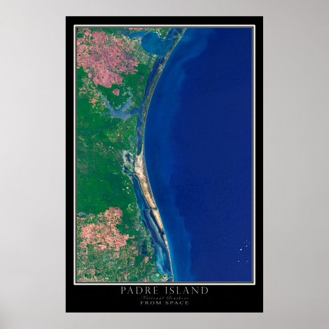 Padre Island National Seashore Texas Satellite Kar Poster (Vorne)