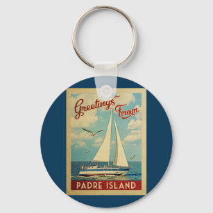 Padre Island Sailboat Vintage Travel Texas Schlüsselanhänger